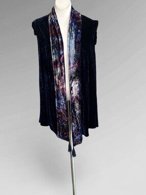 Herzenberg Hand Painted Purple Velvet Kimono Vest Wearable Art OOAK Size Large